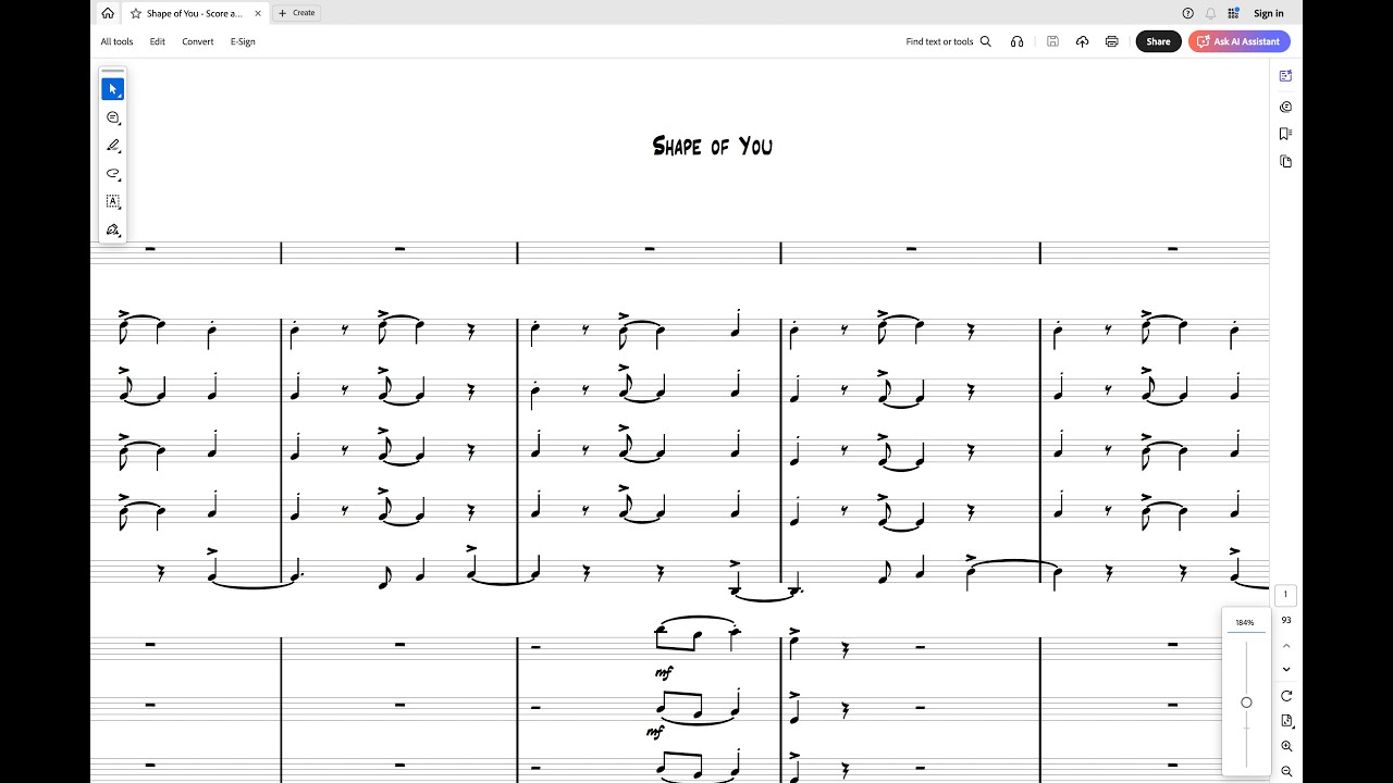 Shape of You for Vocal and Big Band