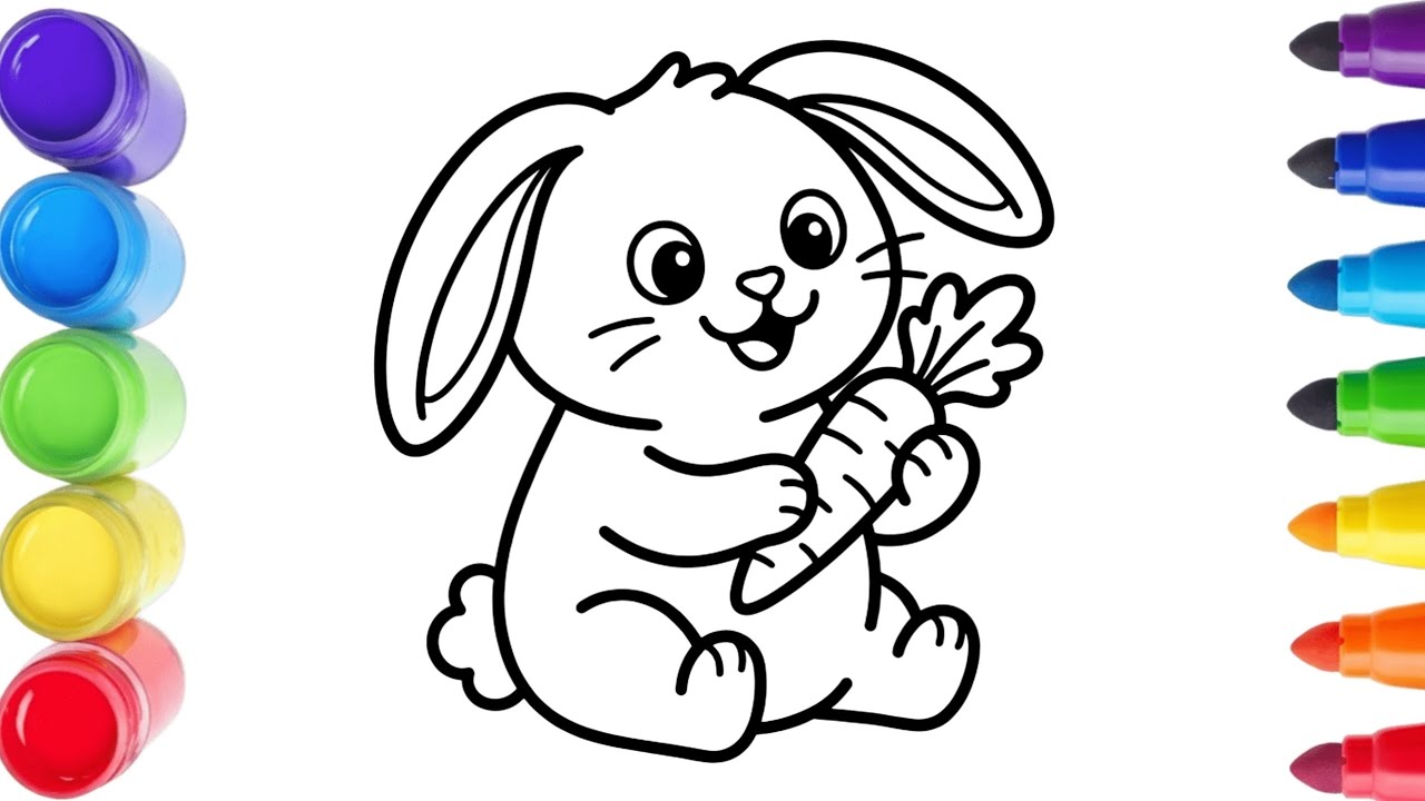 Cute Bunny Coloring Page | Coloring Art for Toddlers & Kids