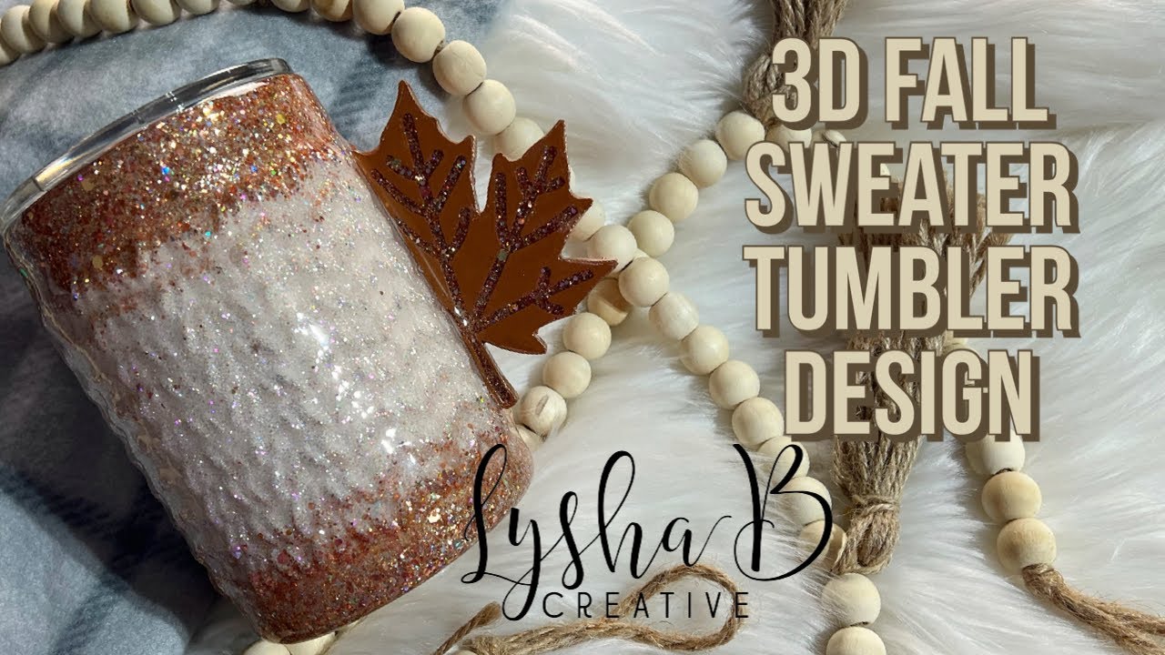 3D Fall Sweater Tumbler with Leaf Handle