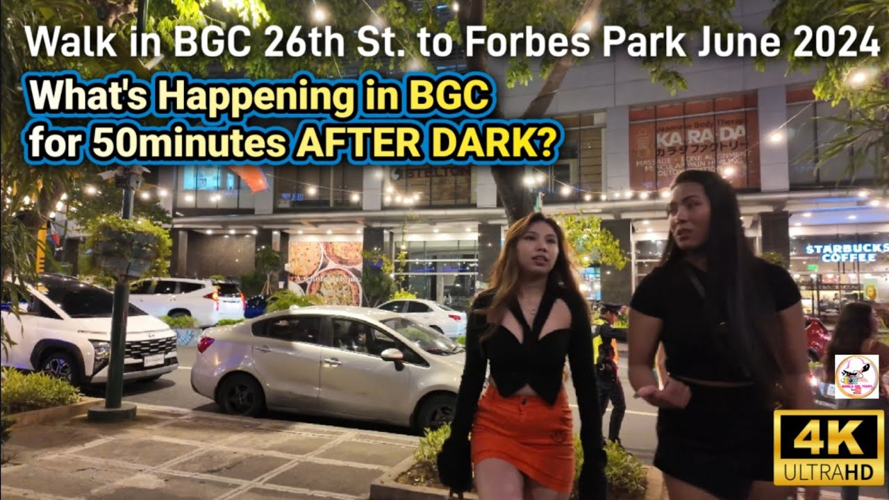 50 minutes of BGC AFTER DARK Taguig Metro Manila | Inside some shops | Walk in BGC 26th St to Forbes