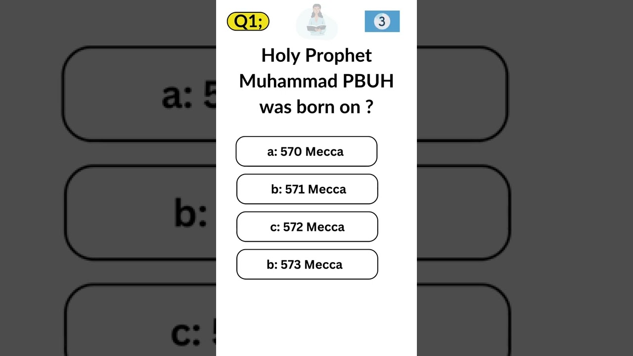 When was Holy prophet Muhammad PBUH born | Hazrat Muhammad'Life | Holy Prophet Mcqs| Make it concise