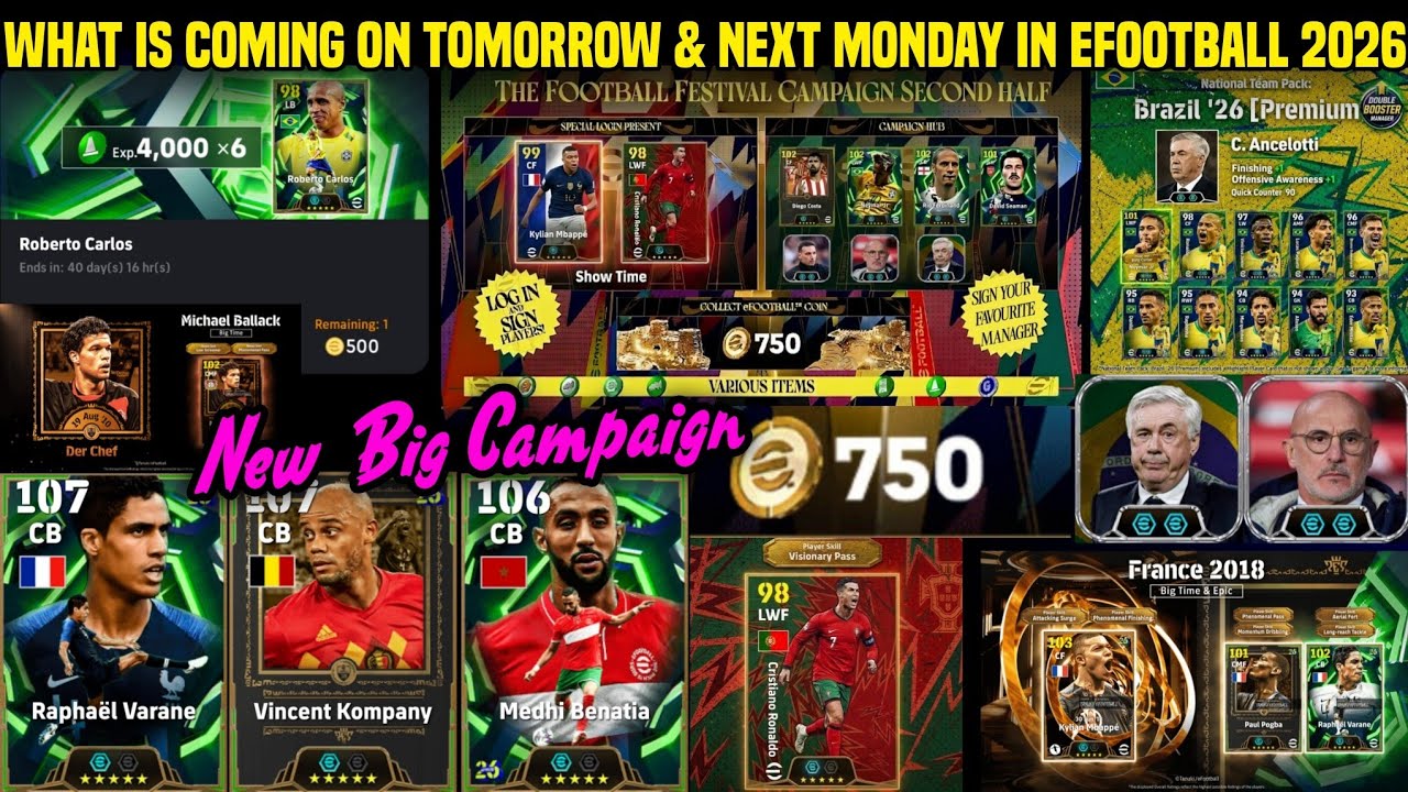Big Campaign: What is coming on Tomorrow & Next Monday in eFootball, Free 106 Epic, 1000 Free Coins 