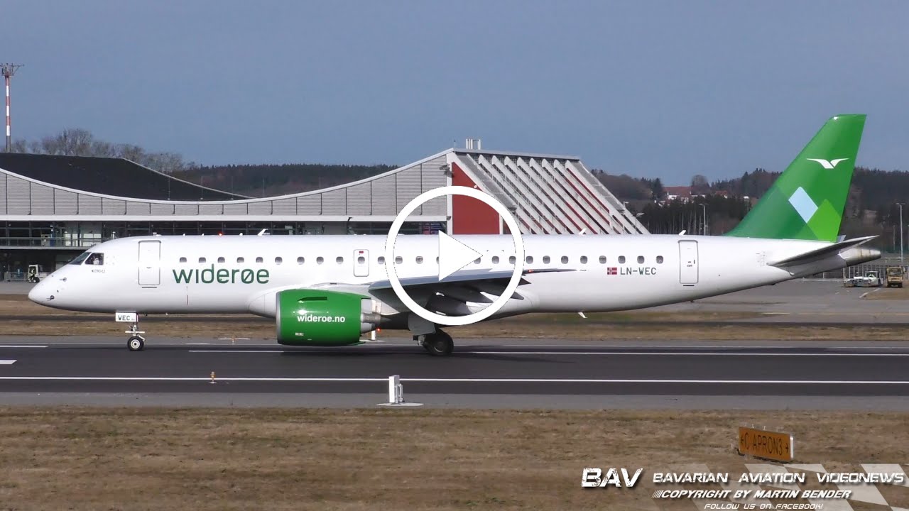 Embraer E190-E2 - Wideroe LN-WEC - first landing at Memmingen Airport