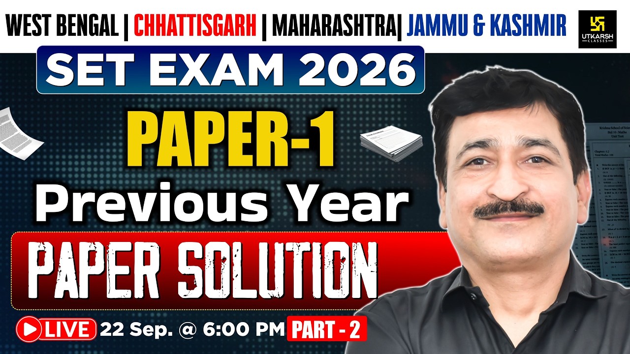 West Bengal | Chhattisgarh | Maharashtra | J&K SET EXAM 2026 PAPER 1 Previous Year PAPER SOLUTION