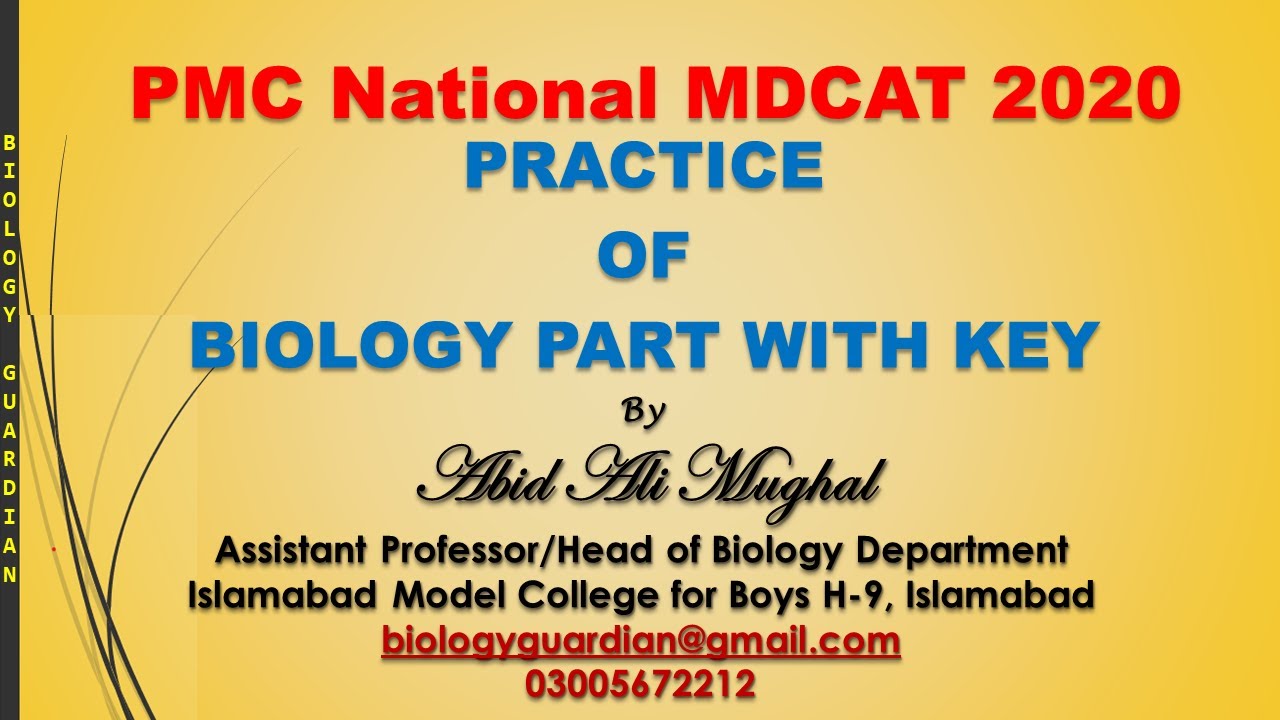 PMC National MDCAT 2020, Biology Part with 100% Correct Key