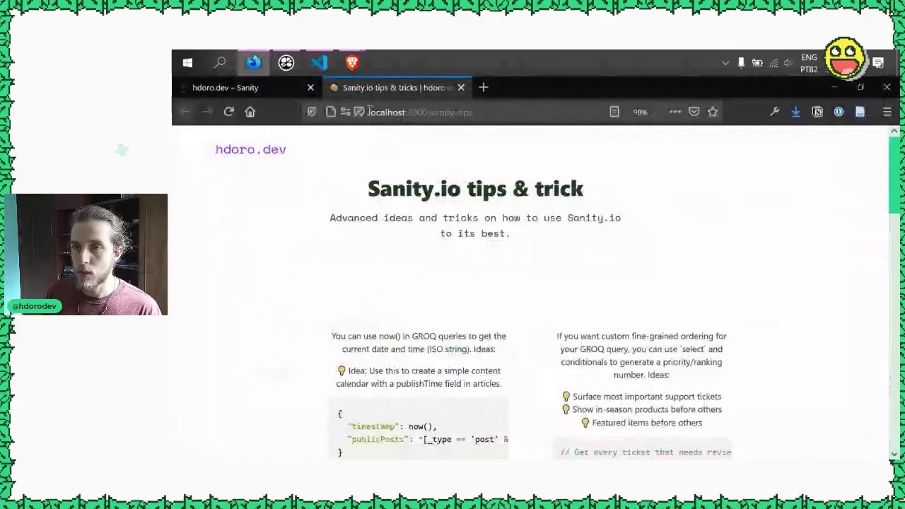 Creating a collection of Sanity.io tips in my website