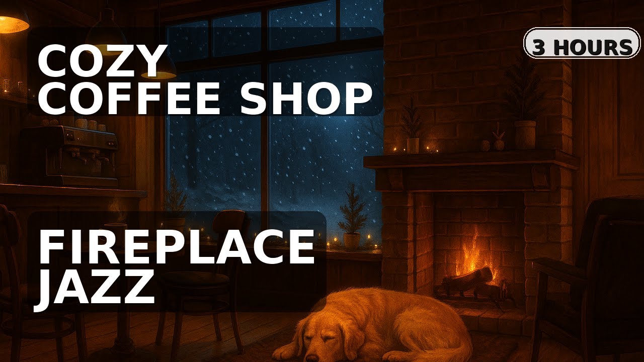 Cozy Coffee Shop Fireplace Jazz ☕❄️ | Winter LoFi Jazz for Study, Relax & Focus (3 Hours)