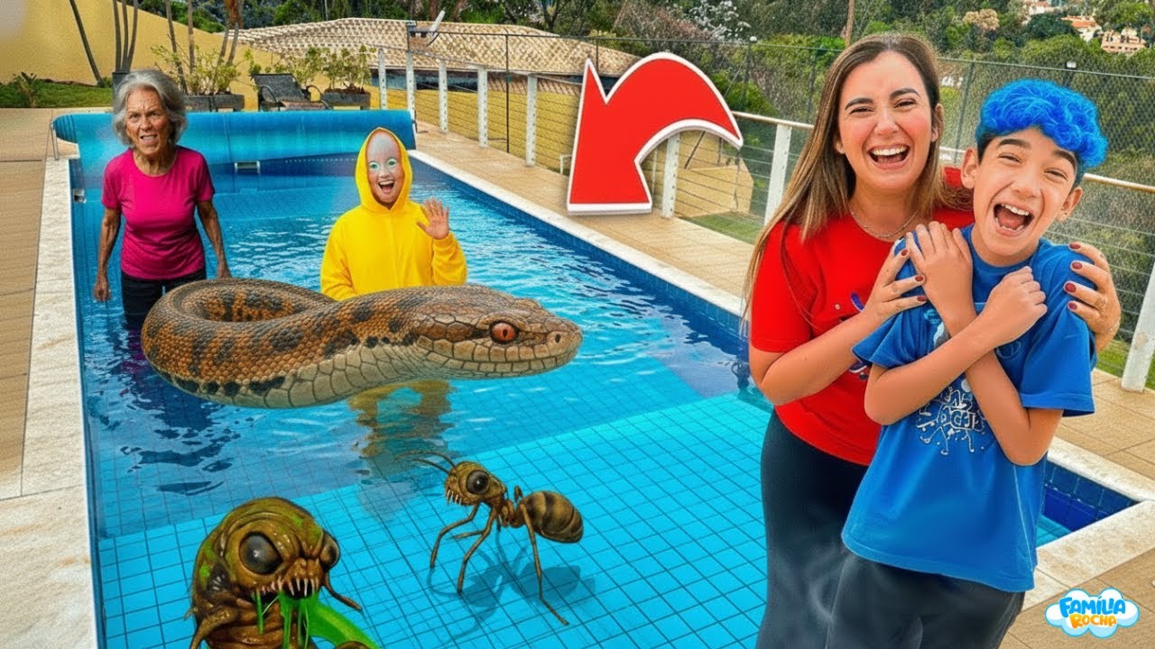 Bicho estranho na piscina bebê invadiram nossa casa