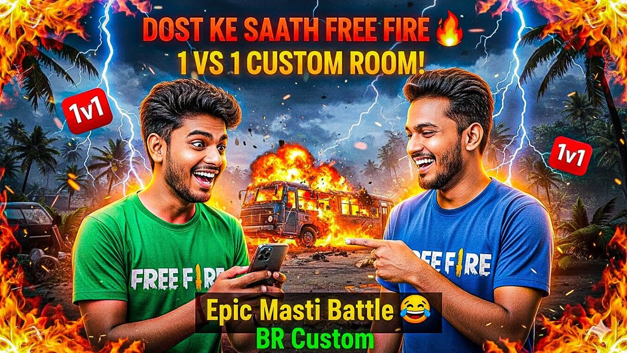 DOST KE SATH FREE FIRE 🔥 1 VS 1 CUSTOM ROOM VLOG 