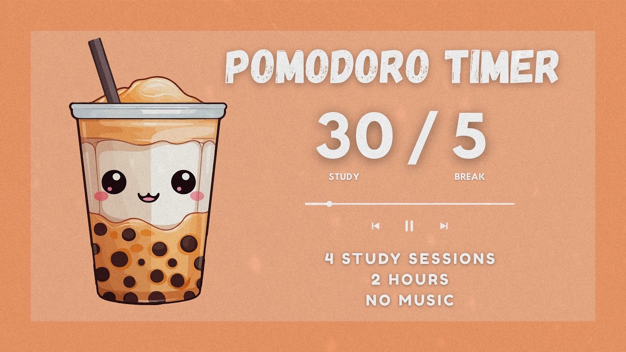 Bubble Tea lovers🧋 2 hours 30/5 study with me - no music just focus