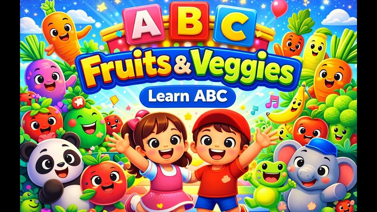 ABC Fruits and Vegetable Rhyme | A to Z Alphabet Song for Kids | Learn Fruits & Veggies🍎🥦🥕