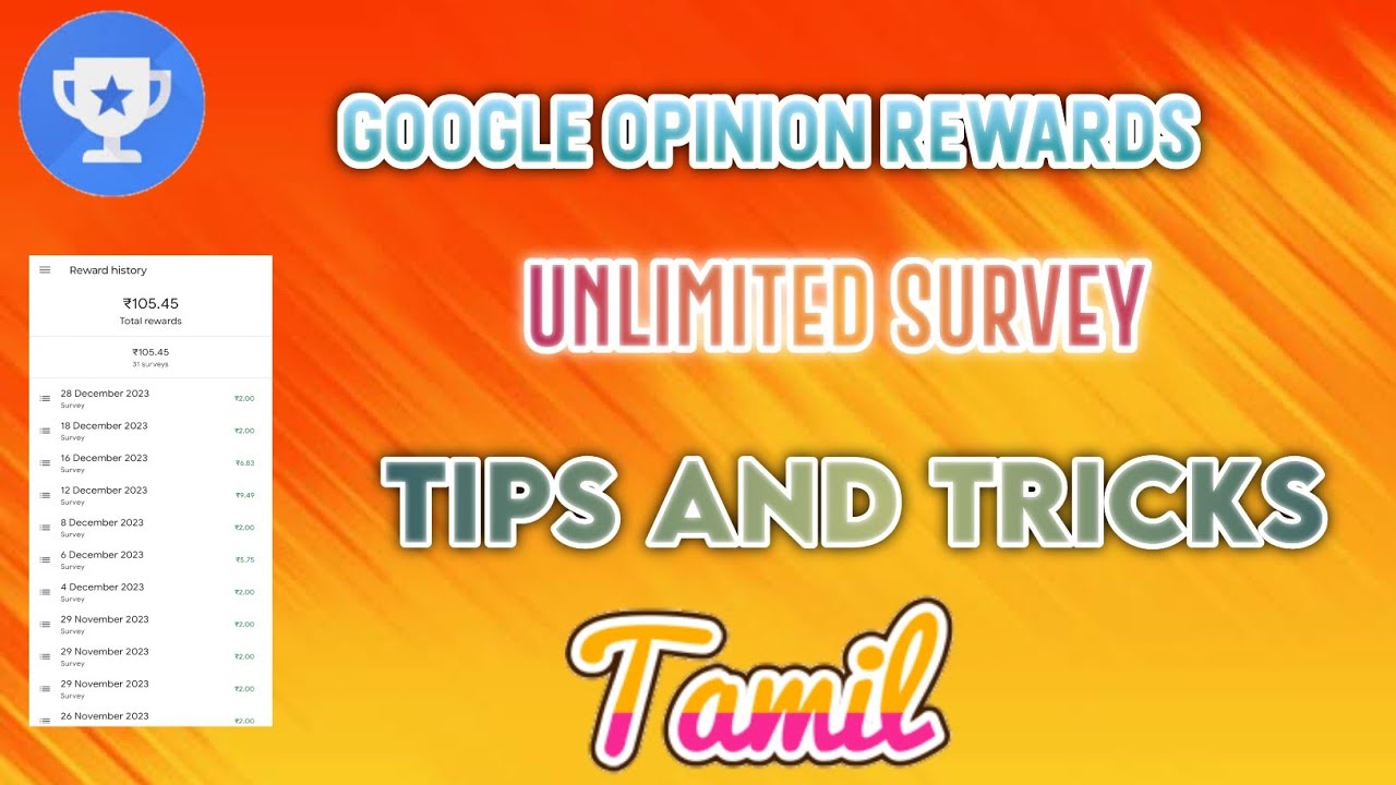 GOOGLE OPINION REWARDS APP UNLIMITED SURVEY TIPS IN TAMIL