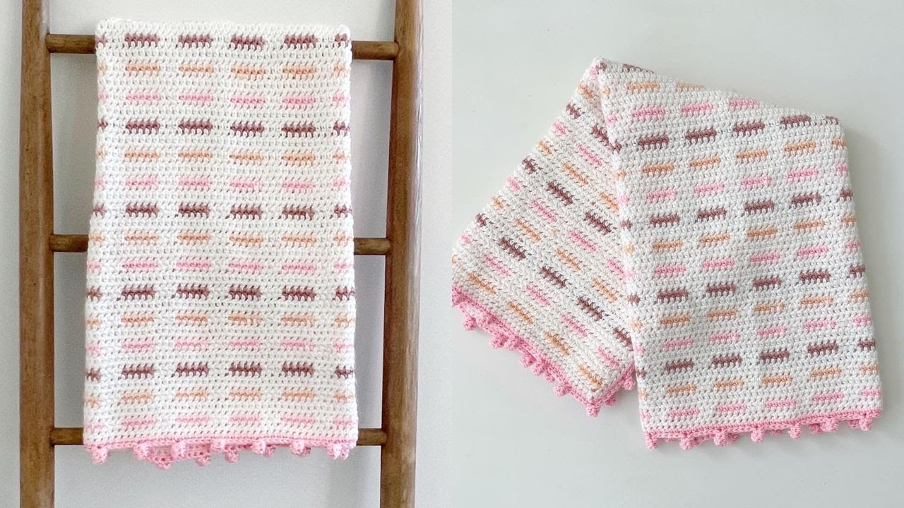 Crochet Mini-Dash Baby Blanket with Pom Pom Border