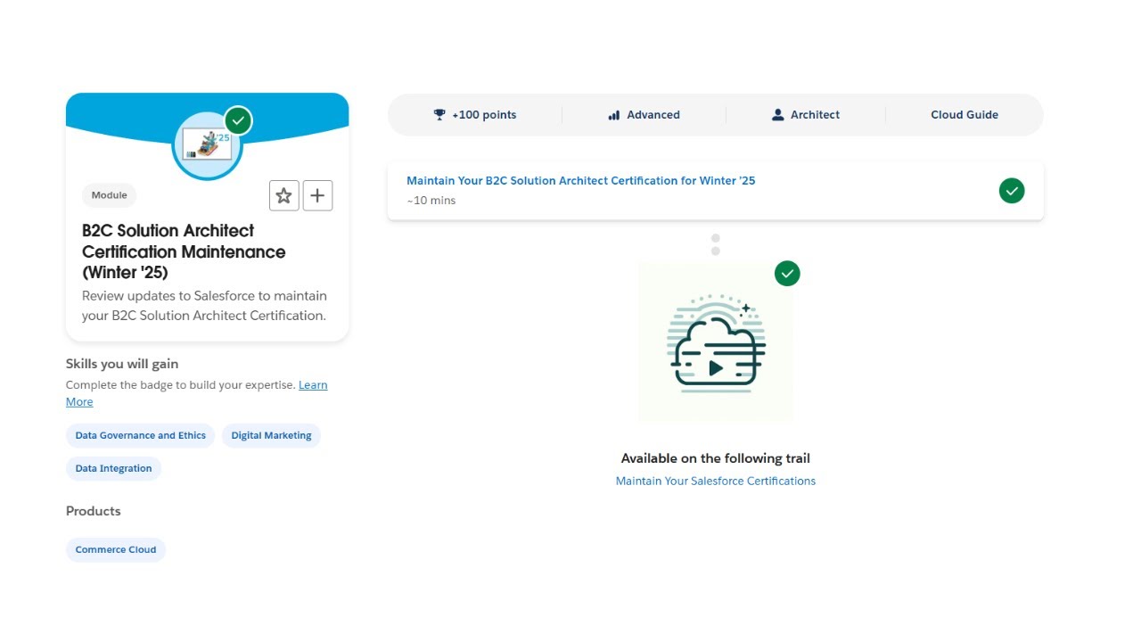 B2C Solution Architect Certification Maintenance (Winter '25) - Salesforce Trailhead