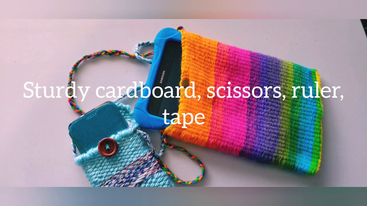 Woven pouches on a cardboard loom