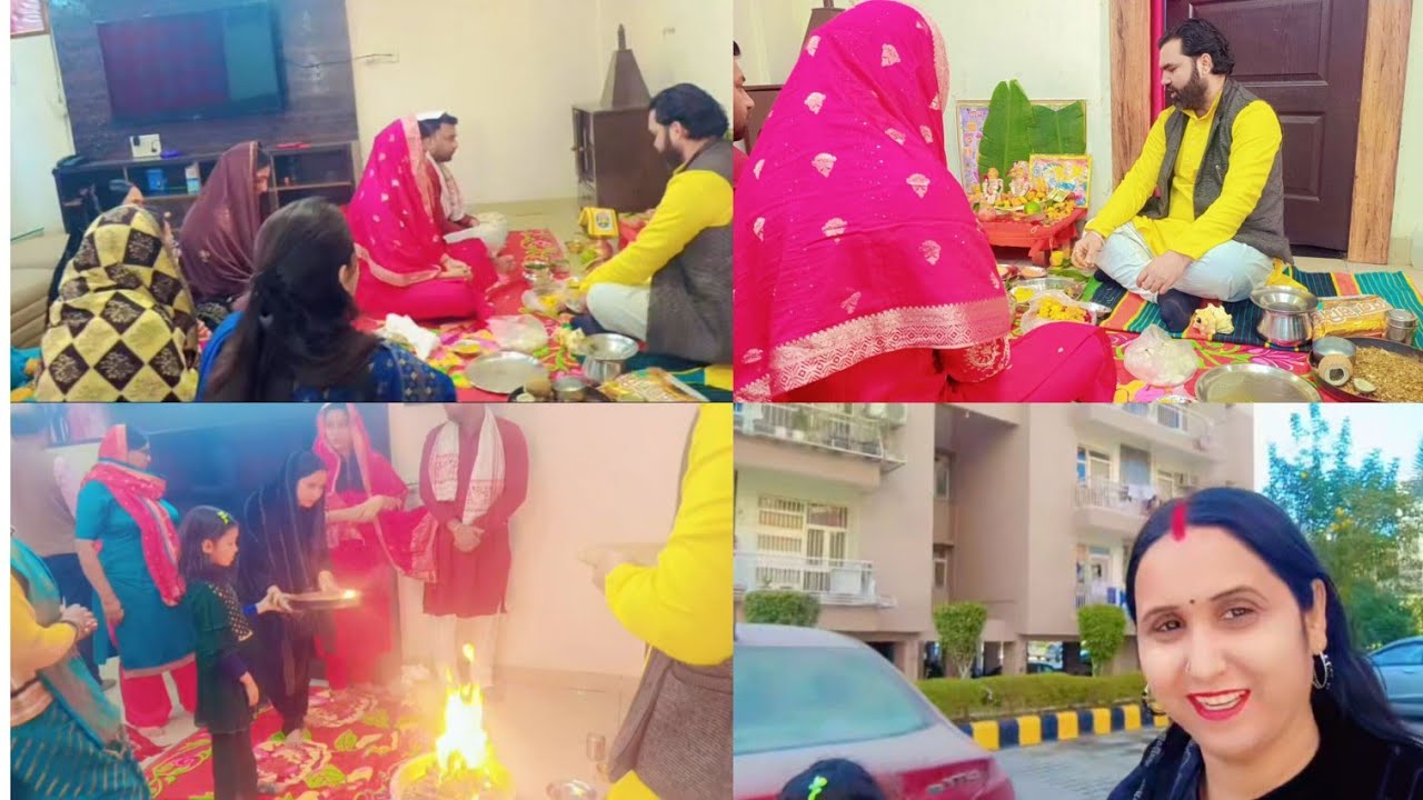 सत्यनारायण भगवान जी की कथा सुनी हम सबने मिलकर, हमारे पहुंचने से पहले पूजा शुरू हो चुकी थी। (जय हो 🙏)