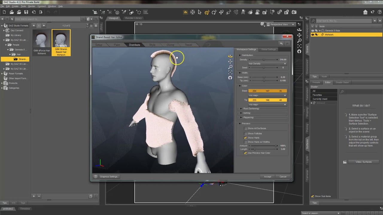 Daz Studio 4.11: Strand and dForce Hair
