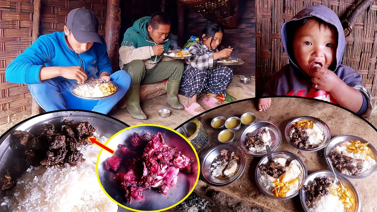 Niyabung Somu Manjita having Chicken meal II Jina Cooking Chicken meal for frens@pastorallifeofnepal