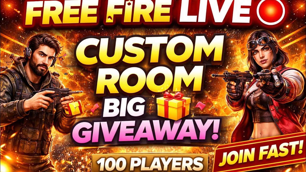 🔥 FREE FIRE LIVE 🔴 CUSTOM ROOM +BIG GIVEAWAY 🎁