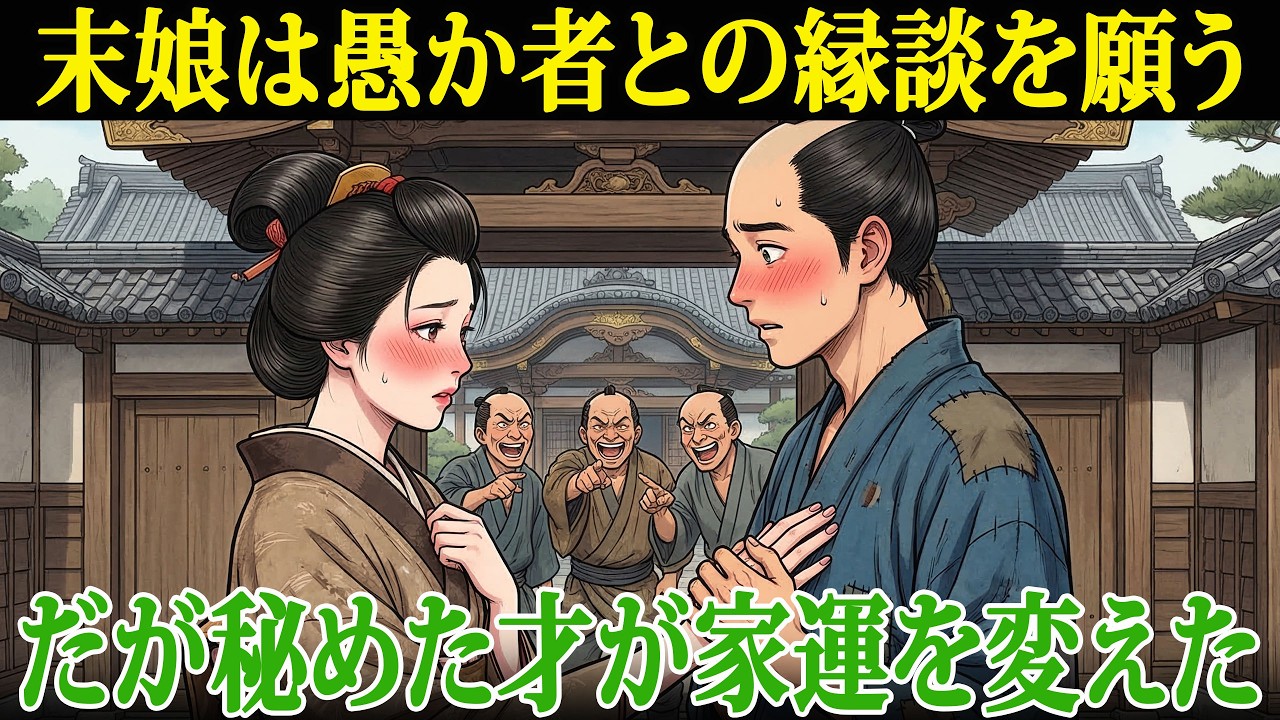 遺産分けの日、末娘は何もいらないと言い、“愚か者”と呼ばれた青年との結婚だけを願い出た。三人の兄に「愚かだ」と嘲笑された娘――だが、青年がその才を現した瞬間、誰もが言葉を失った｜民話｜江戸時代｜昔話｜