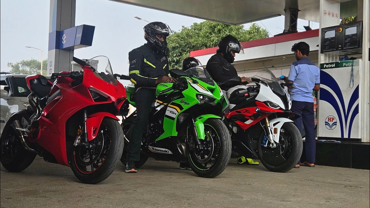 Kawasaki ZX6R and ducati panigale v4 and bmw s1000rr m sport 