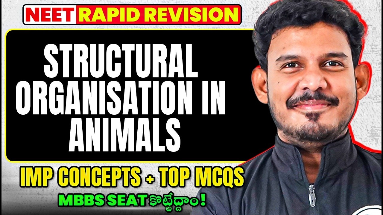 Structural Organisation in Animals NEET One Shot | IMP Concepts + Top MCQs | NEET Bio 2026  | Telugu
