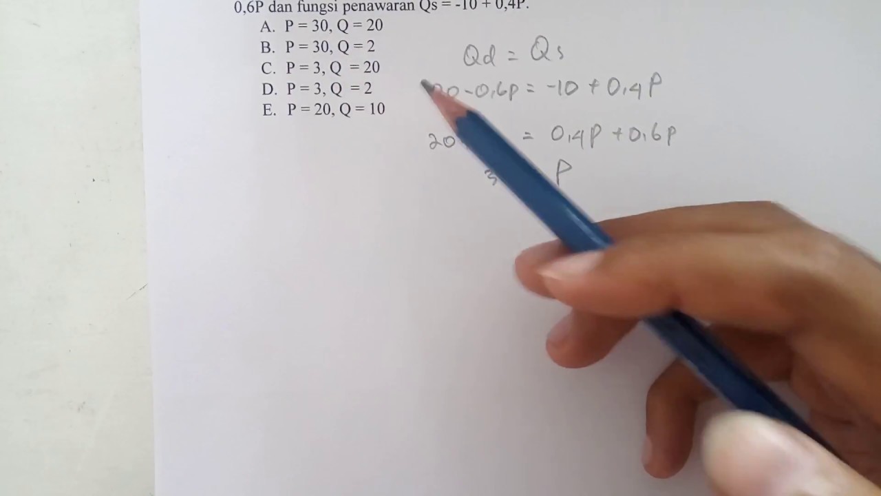 Soal Ekonomi - Menghitung harga keseimbangan