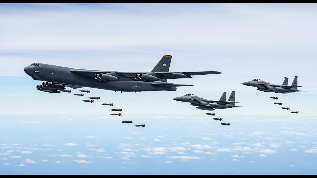 U.S. Air Force B-52 Bombers and Fighter Jets Execute Rapid Precision Operation in Seconds