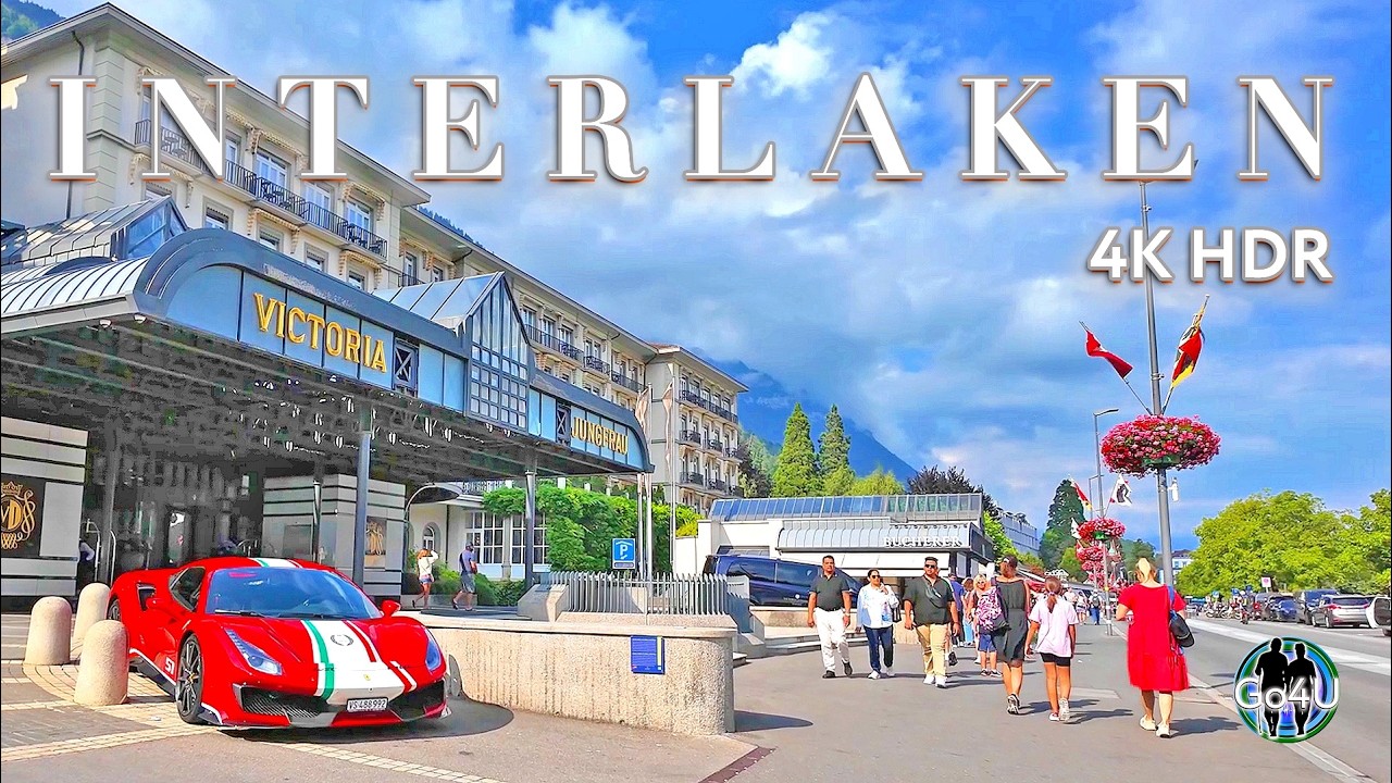 INTERLAKEN SWITZERLAND 🇨🇭 Cute town between 2 lakes / Walking tour in Region Jungfrau 4K HDR