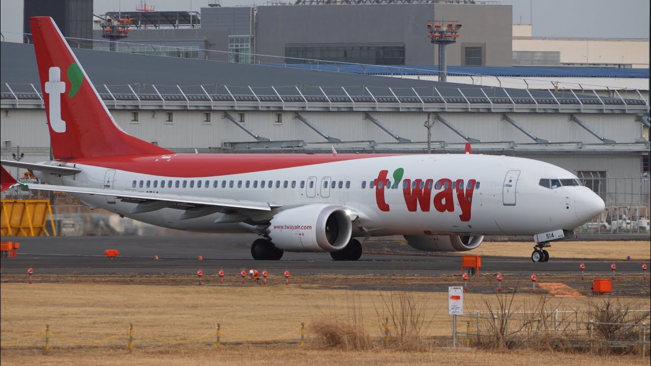 T'way Boeing 737 MAX 8 HL8514 Takeoff from Narita 16R | 737-8 | NRT/RJAA