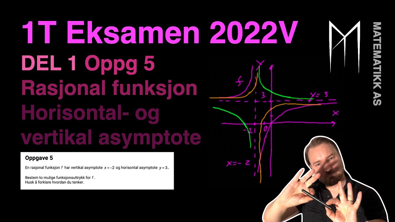 1T - Eksamen 2022 Vår - Del 1 - Oppgave 5 - Horisontal- og vertikal asymptote - Rasjonal funksjon
