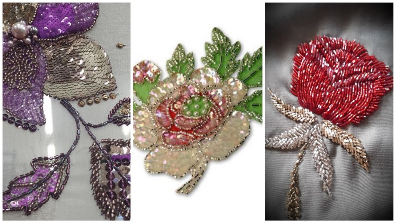 Handmade Beads Flower Embroidery Designs for Girls Dresses