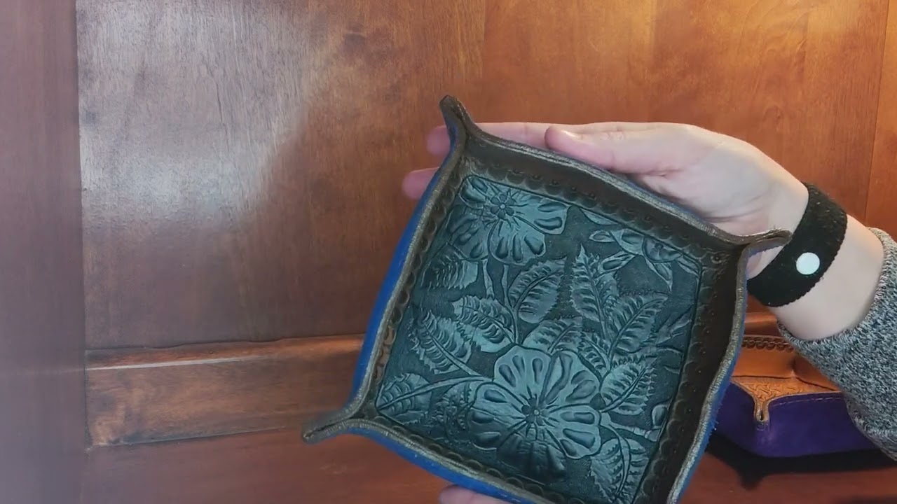 Gorgeous hand tooled valet trays for sale.   Comment below to buy one of these beauties 💕💕