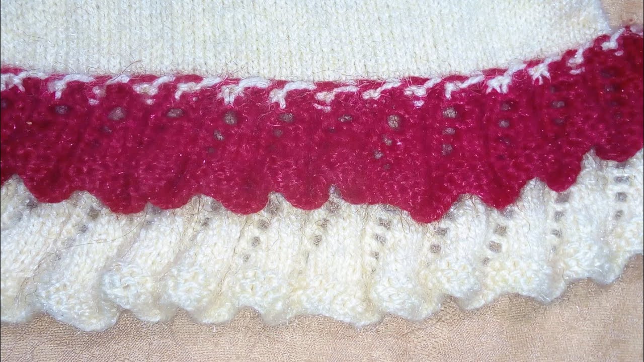 इतनी सुन्दर और आसान स्वेटर झालरें /A very pretty and beautiful double layered frill knitting pattern