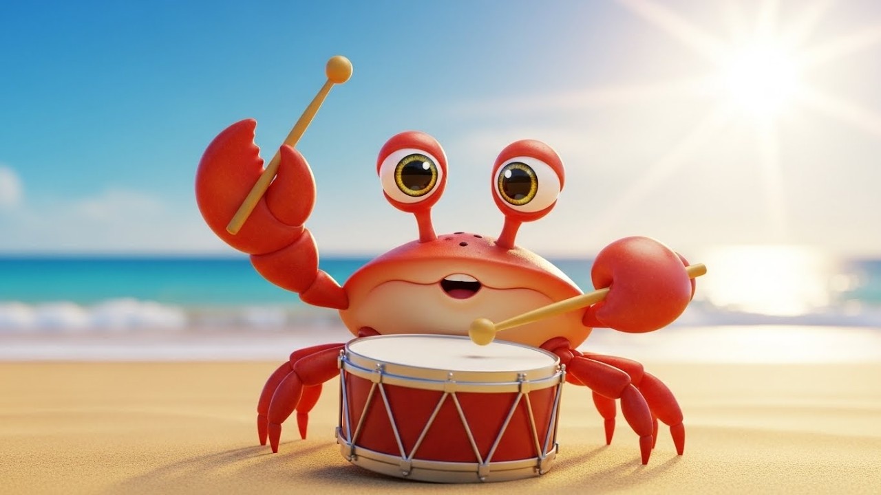 Забавный краб играет на барабане «Бум-Бум» 🦀🥁🌊 | Мультфильм для детей и весёлые приключения