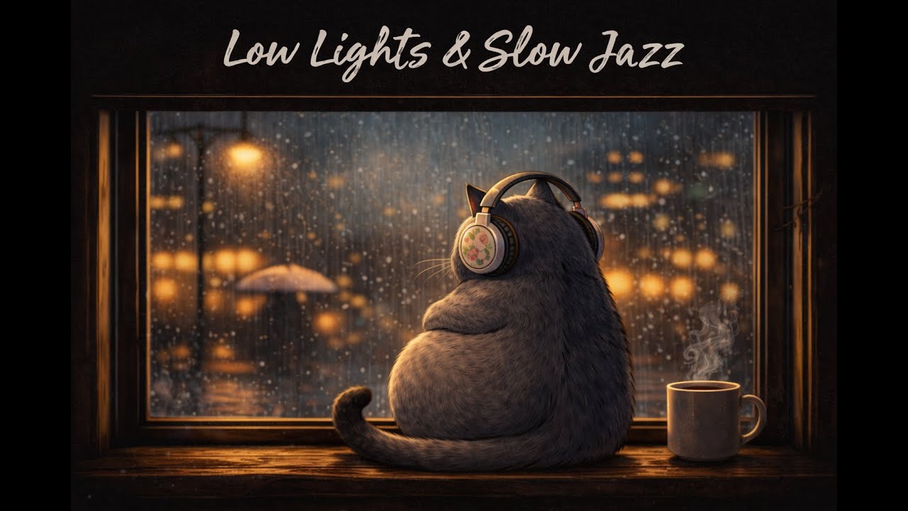 Low Lights & Slow Jazz ☕🎷 | Cozy Lo-Fi Jazz Beats for Study, Focus & Late Nights | Rainy Cat Radio