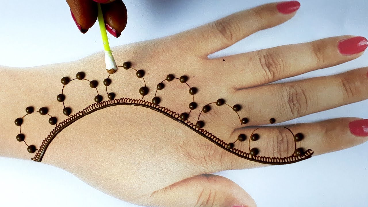 आसान तीज स्पेशल मेहँदी - कॉटन बड्स, गोल टिक्की से मेहँदी डिज़ाइन बनाये, New Cotton Buds Mehndi Easy