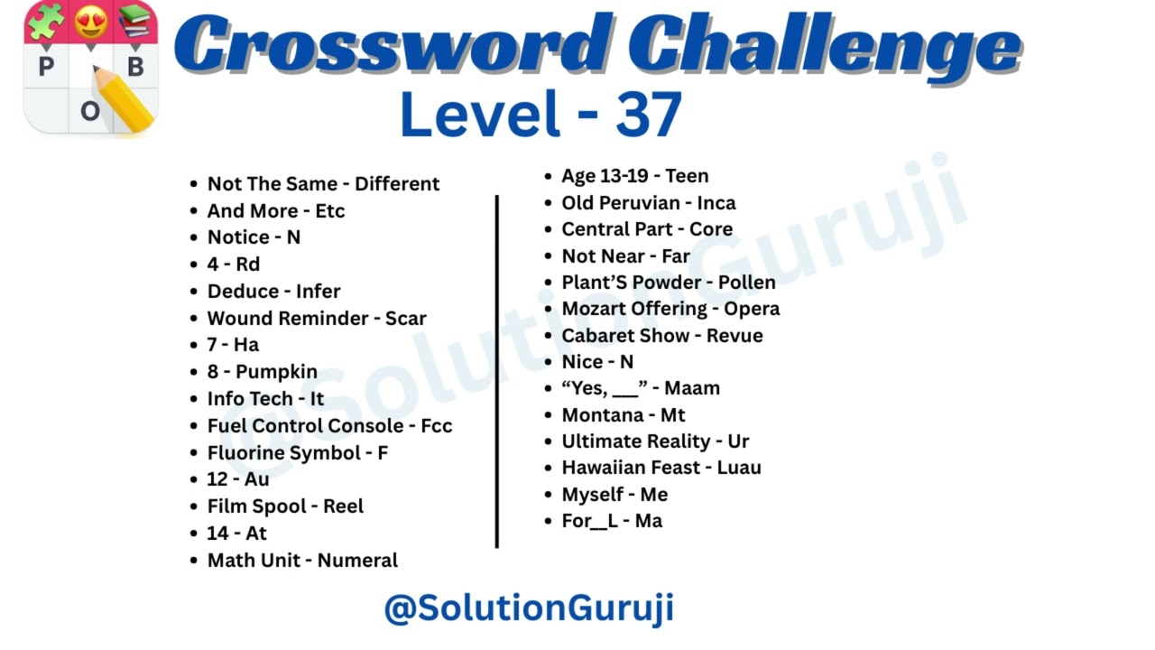 🎮 Crossword Challenge Level 31-40 Walkthrough | Solutionguruji 🧩