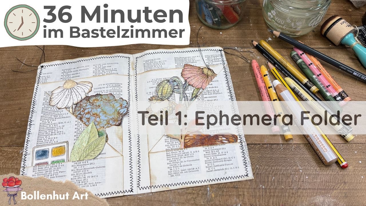 36 Minuten im Bastelzimmer | Ephemera Folder inspiriert von @Susanne Rose (de) Teil 1 ❤️ Bollenhut Art