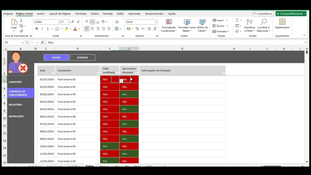 ✅ Planilha de Faltas, Atrasos e Absenteísmo – Controle completo da frequência da sua equipe!