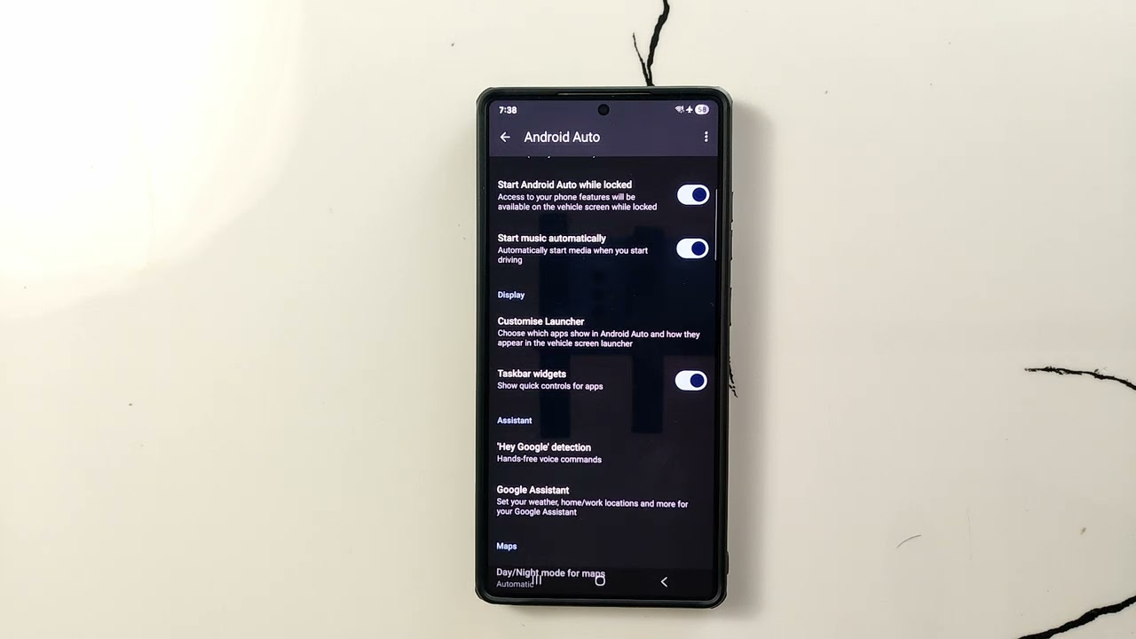 как включить виджет панели задач в Android Auto Screen на Samsung Galaxy S25 Ultra