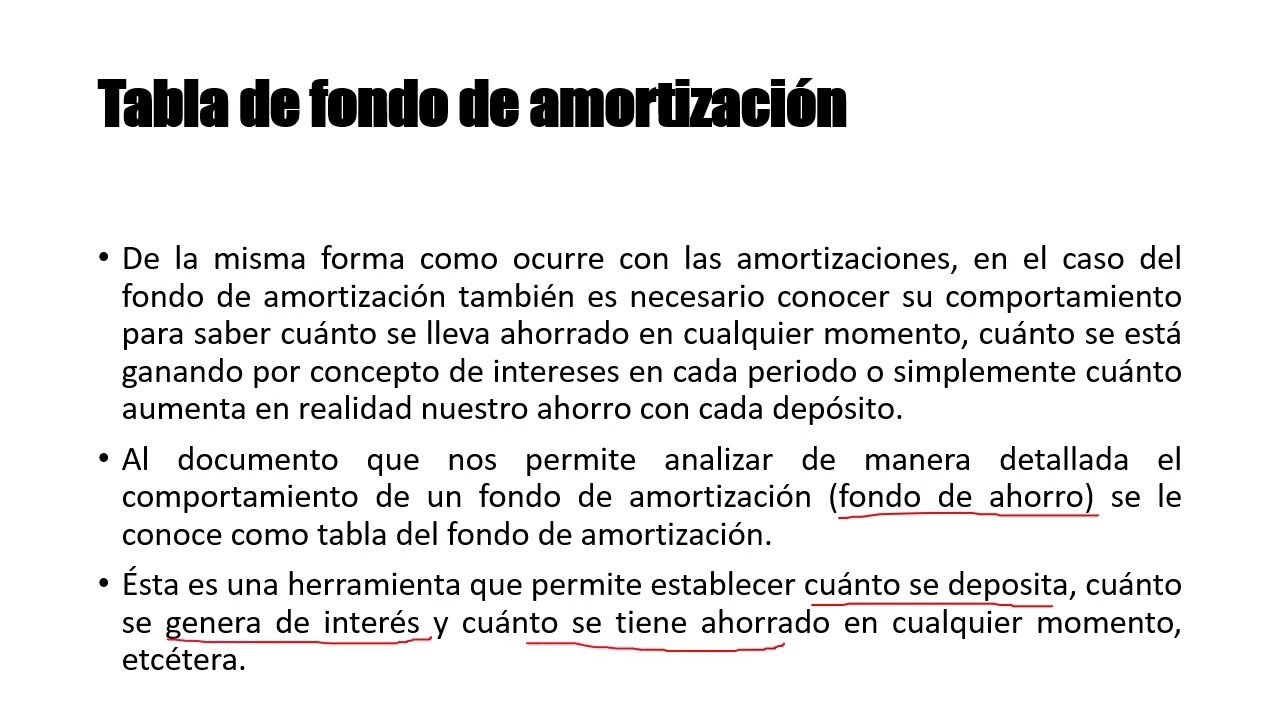 TABLA DE FONDO DE AMORTIZACIÓN