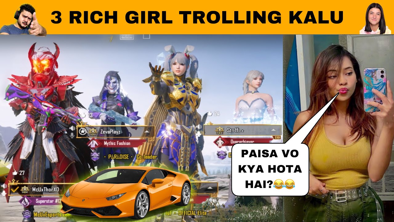 3 RICH GIRL YOUTUBER CALL ME NOOB🥺| CHALLENGE ME FOR CHICKEN DINNER WITH 20 KILLS😱| THOR GAMING |