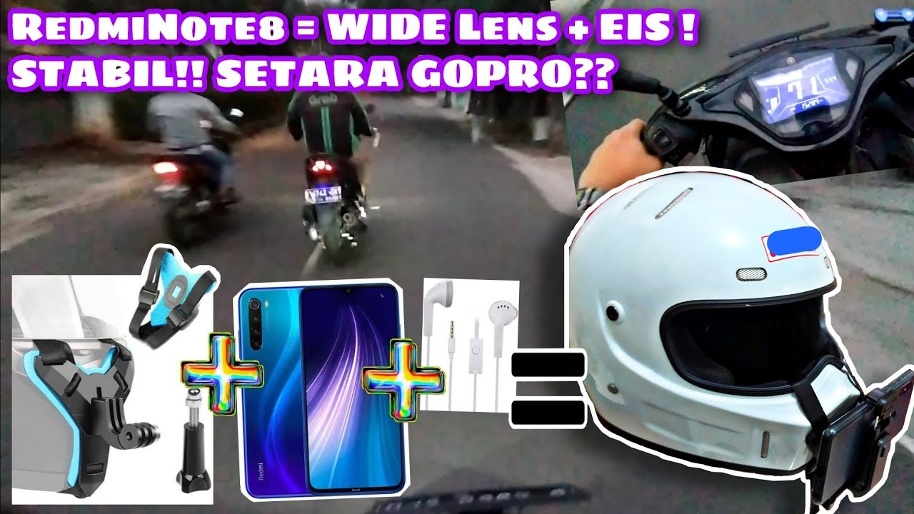 HP MURAHAN Redmi Note8 Wide+EIS STABIL!! SETARA GoPro 6/7/8?? Holder+Mount+external Mic | MotoVlog