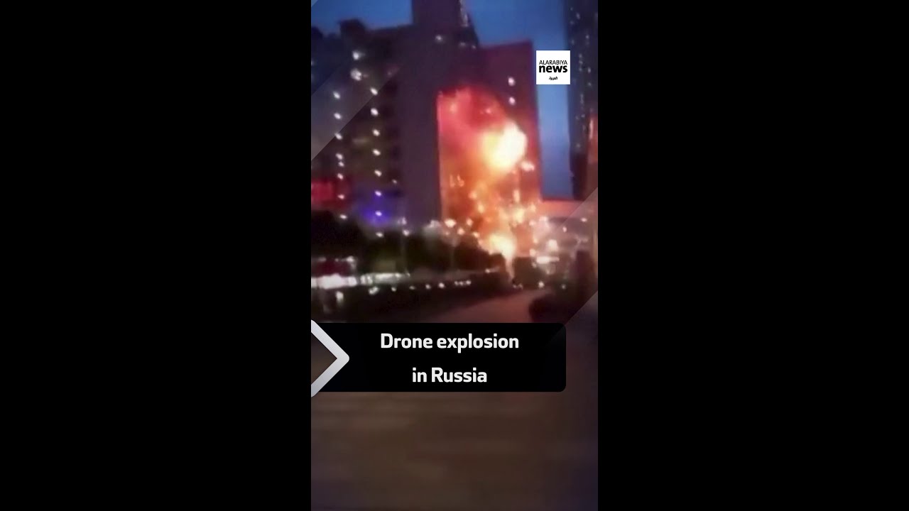 Moment of explosion next to Moscow building during drone attack