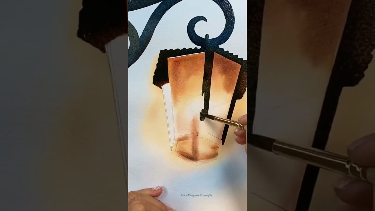 Two layer lamp in watercolor | 水彩ランプ akwarele lampa