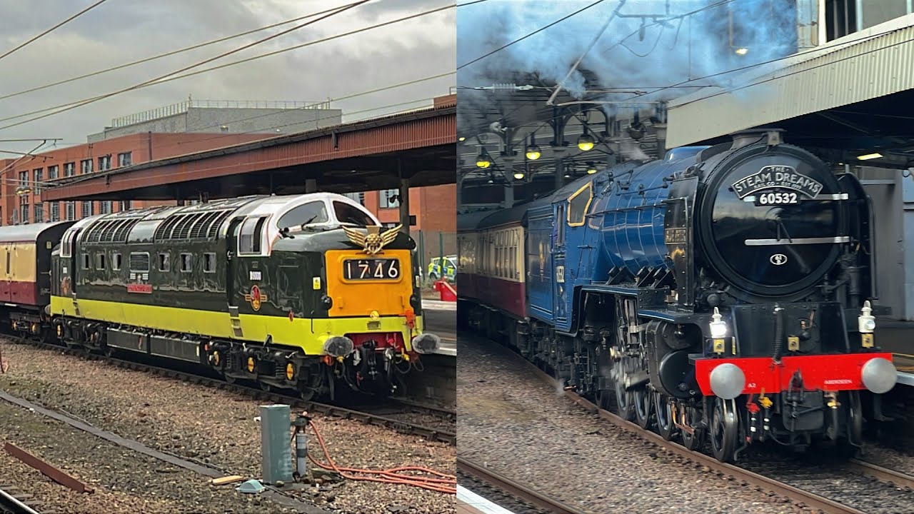 Deltic 55022 Replaced by 60532 'Blue Peter' at York (+44871) - 27/11/2025