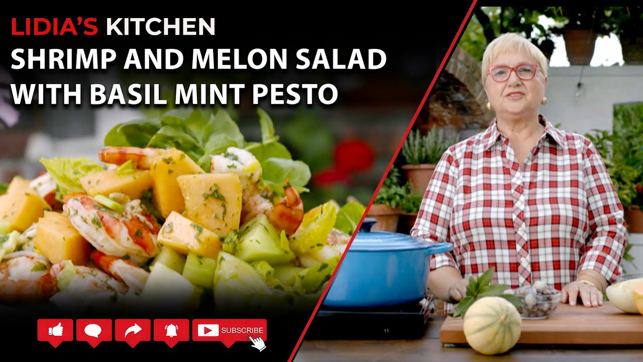 Shrimp and Melon Salad with Basil Mint Pesto
