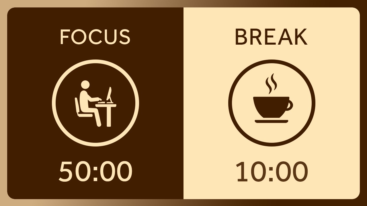 50/10 Pomodoro Timer 6 Hours | Study with Me Brown Noise Session for Deep Work · Best pomodoro timer
