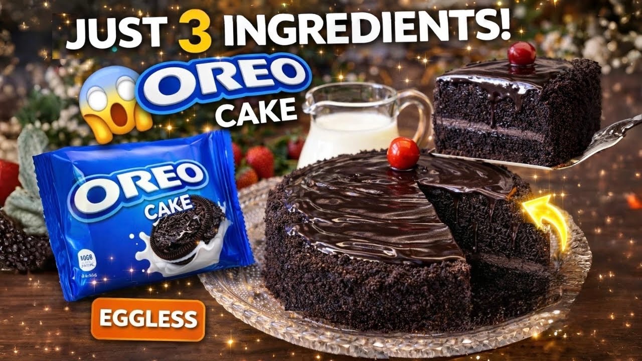 I Made Oreo Cake Using Just 3 Ingredients 😱 | No Oven (Urdu/Hindi Voice + English CC)